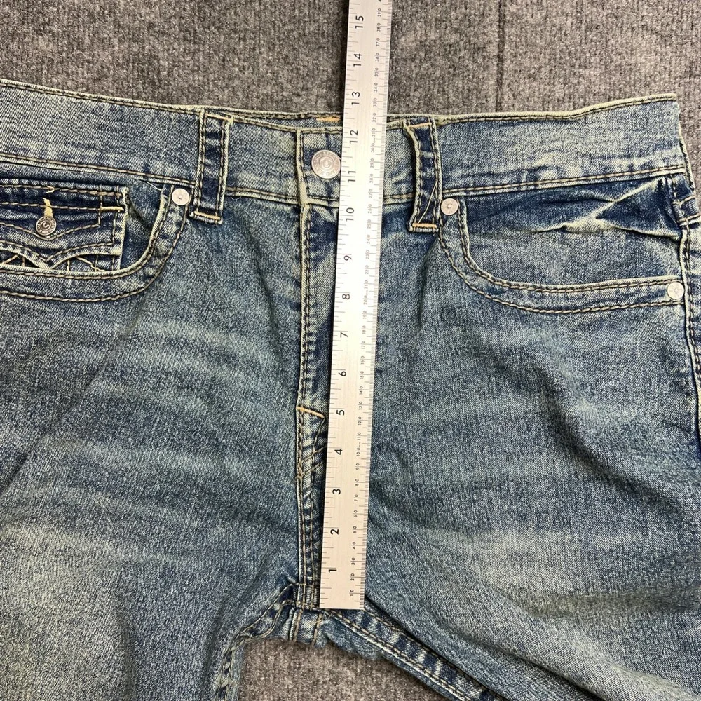 True Religion Mens 36 Geno Big T Flap Slim Jeans Light Wash Blue‎ 70219N30R1